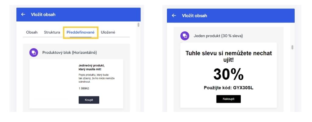 Předdefinované bloky