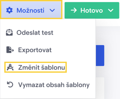 Změna šablony v editoru Boldem.