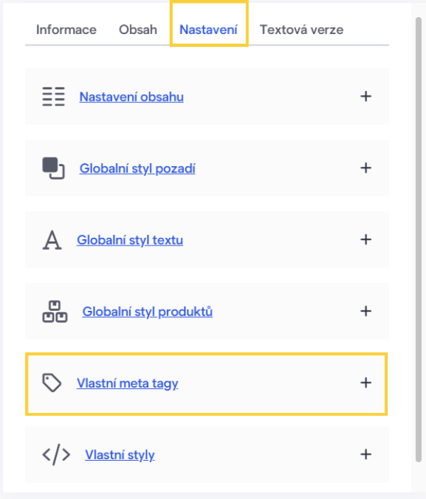 Návod, jak nastavit meta tag v chytrém editoru Boldem