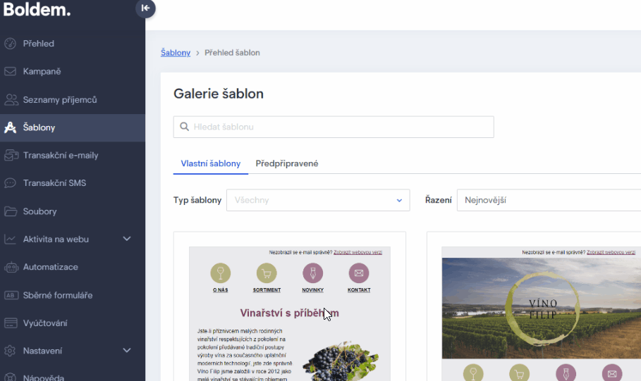 GIF s návodem, jak zkopírovat řádek z jedné šablony do druhé. 