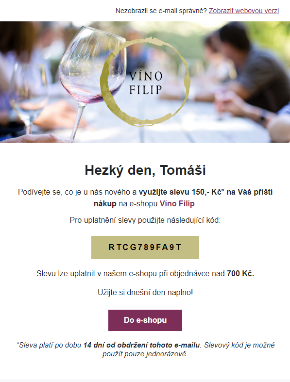 Screenshot ukázkové e-mailové šablony pro svátkovou kampaň